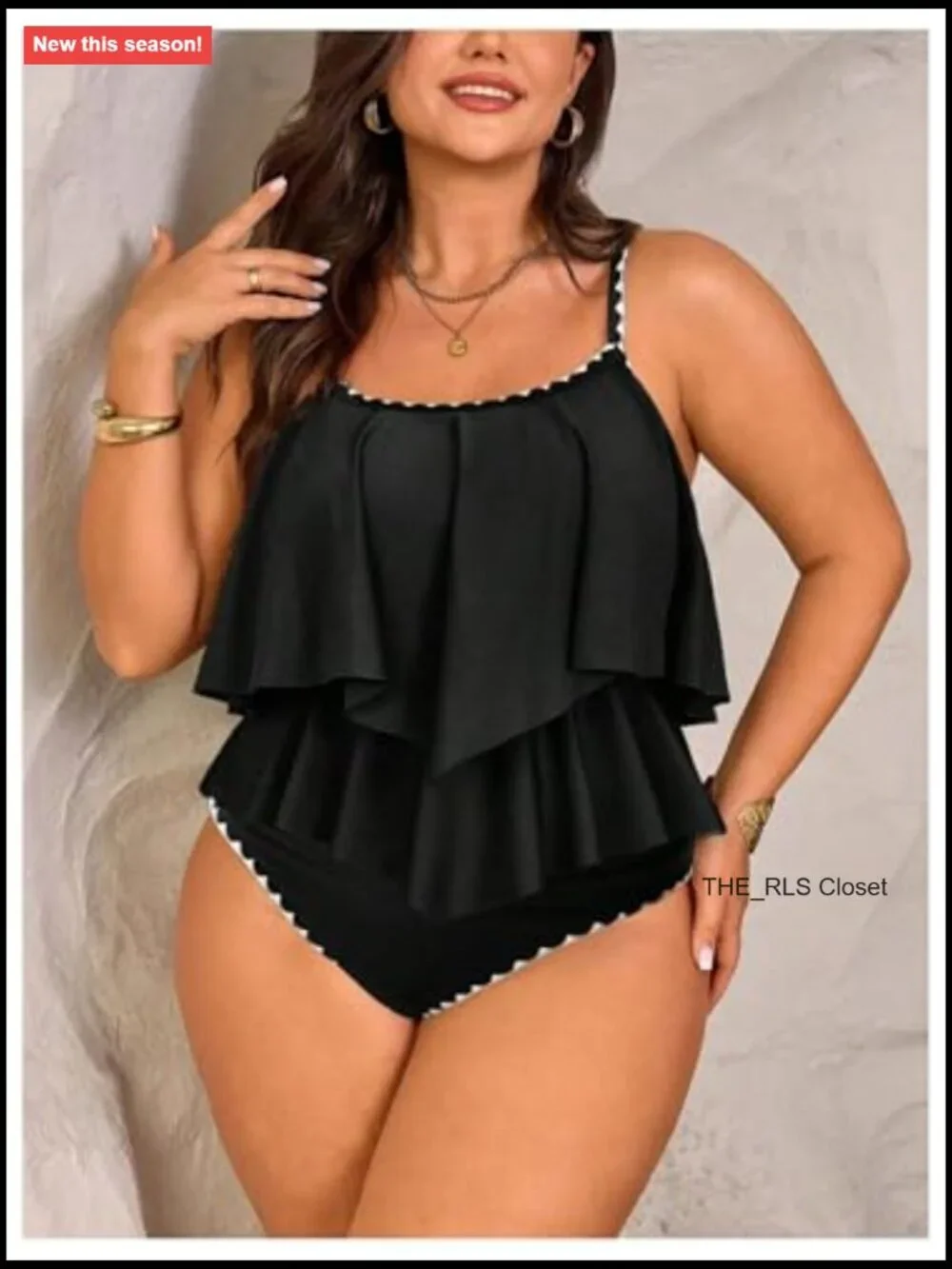 Women's Plus Size 2 Piece Tankini Swimsuit Ruffle Cami Top Bikini Set